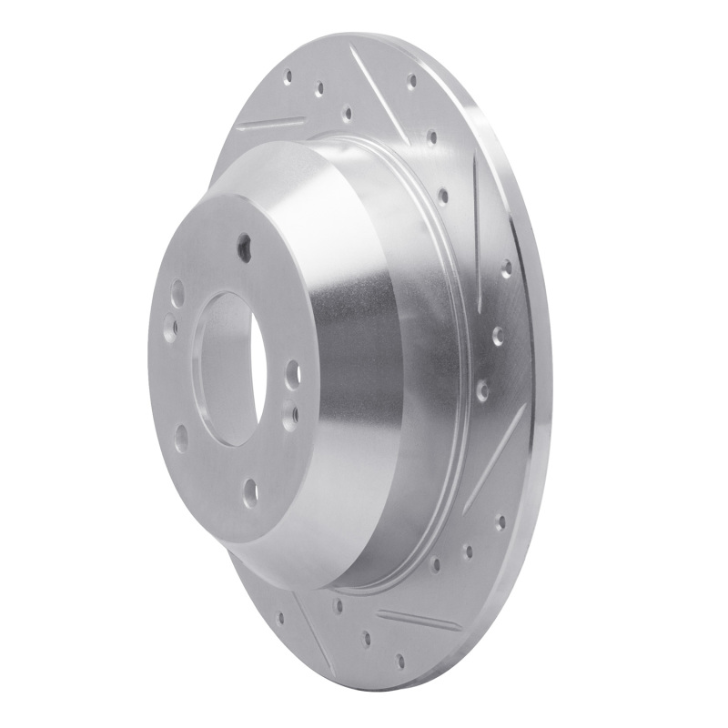Hyundai Santa Fe Brake Rotor (1) - Rear Right - R1 Concepts - Drilled & Slotted - Silver - `10-`21